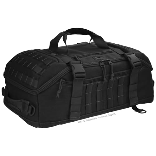 Maxpedition Fliegerduffel Black side pocket shows quick-access gear capability.