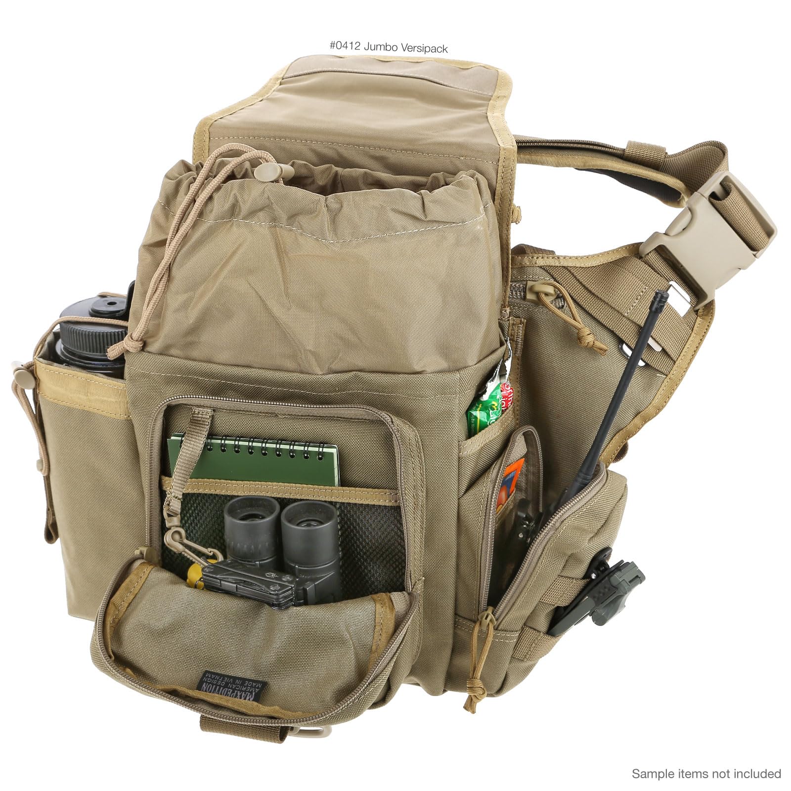 Maxpedition Jumbo Versipack rear CCW compartment with hook-and-loop lining.