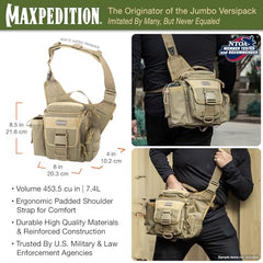 Maxpedition Jumbo Versipack main compartment open for quick access.