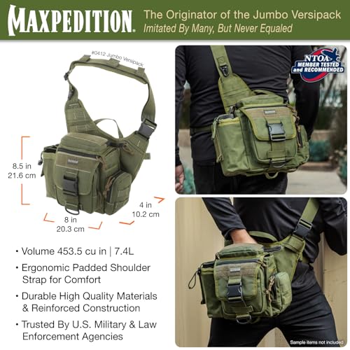 Maxpedition Jumbo Versipack concealed CCW compartment offers discreet access.