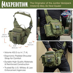 Maxpedition Jumbo Versipack concealed CCW compartment offers discreet access.