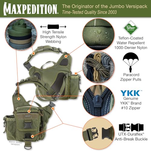Maxpedition Jumbo Versipack front loop field lets you personalize with morale patches.