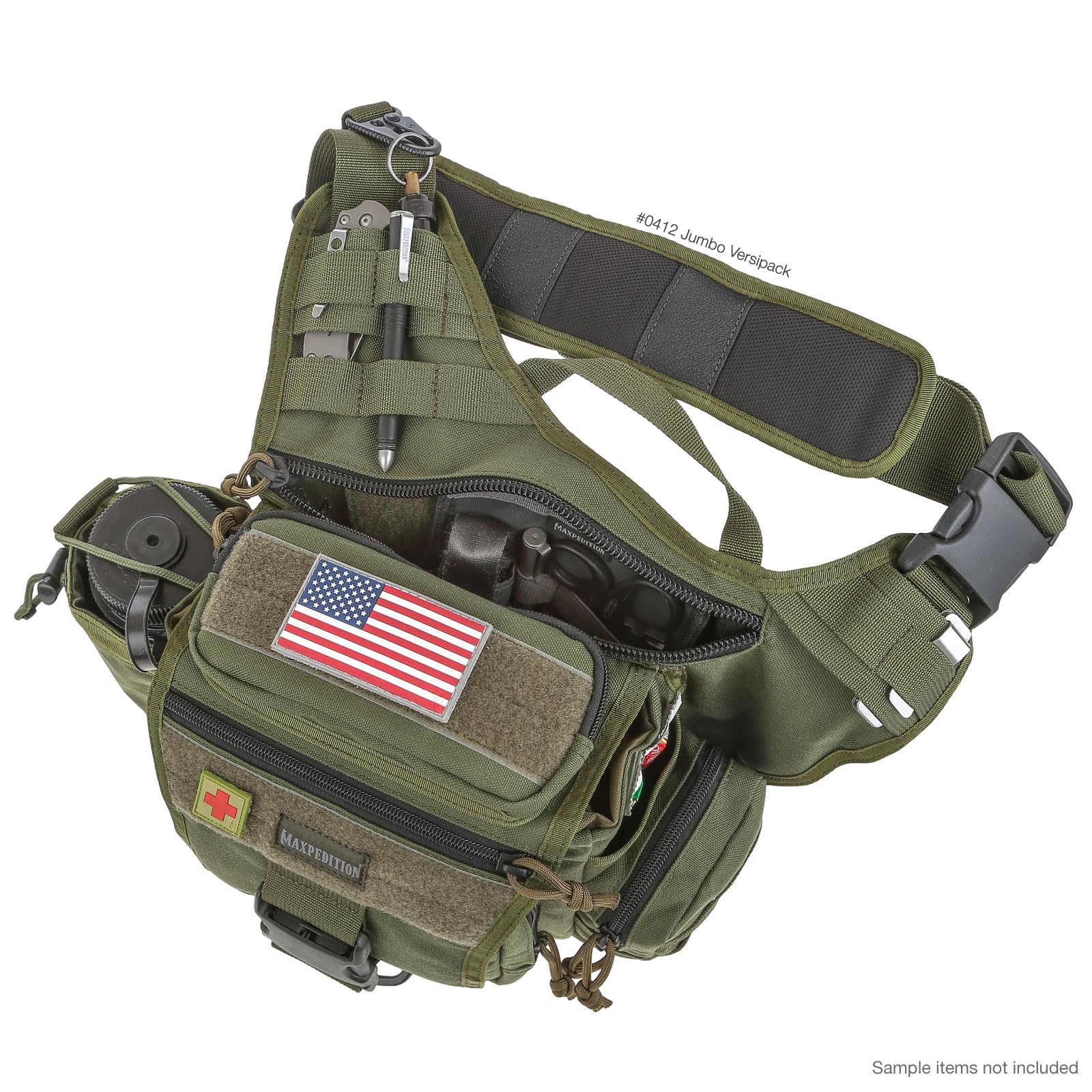 Ergonomic shoulder strap with removable pad for all-day comfort on the Maxpedition bag.
