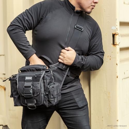 Maxpedition Jumbo Versipack side pocket holds a 32 oz Nalgene bottle for hydration.