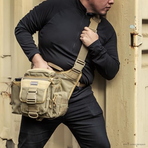 Maxpedition Jumbo Versipack side water bottle pocket supports hydration.