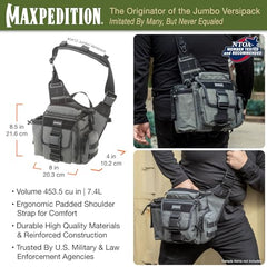 Maxpedition Jumbo Versipack side view with adjustable 2-inch strap.