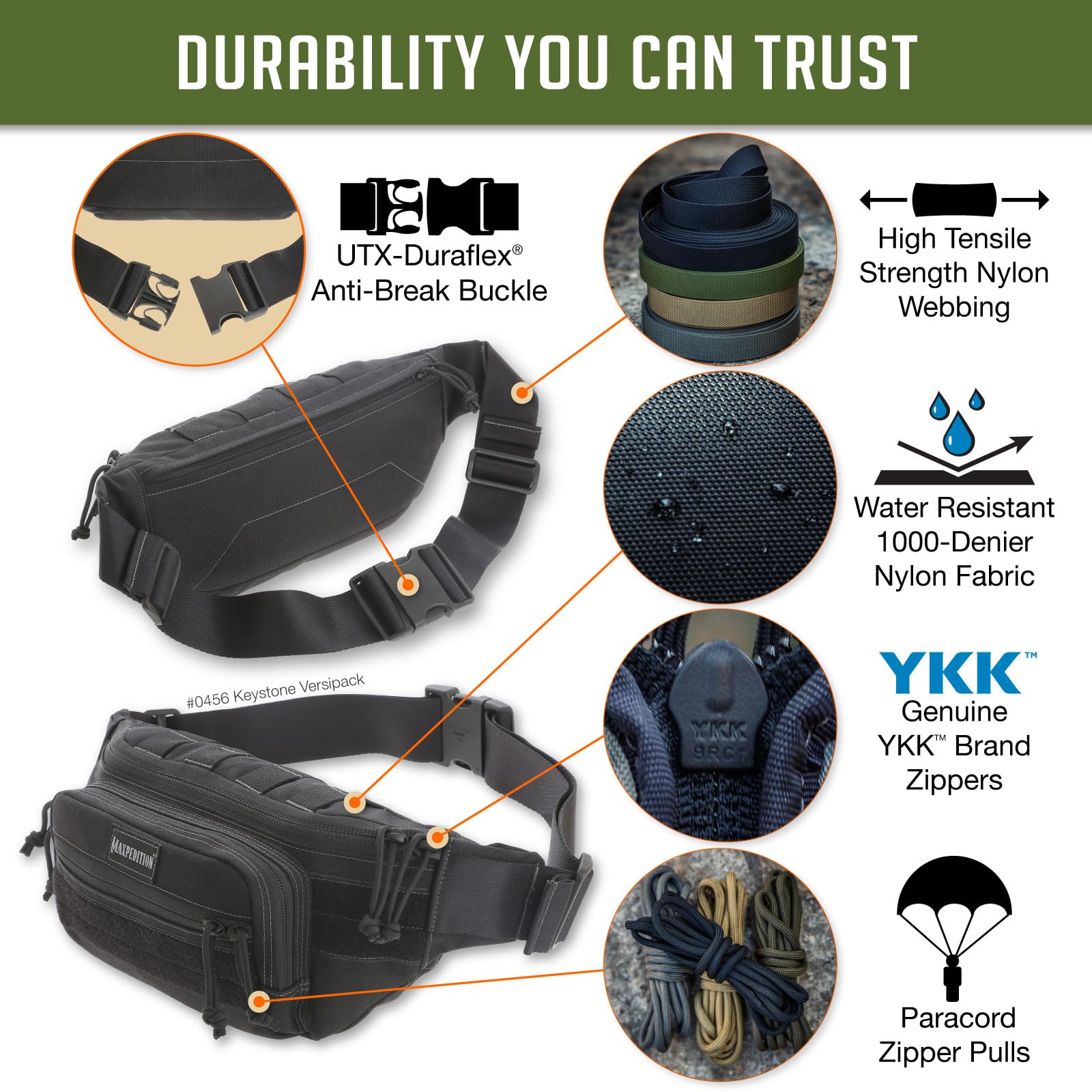 Maxpedition Keystone Versipack interior compartments reveal organized storage for EDC gear.