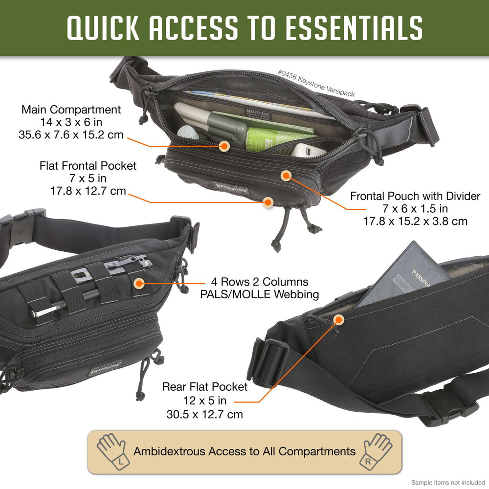 Maxpedition Keystone Versipack patch area demonstrates customization with three loop areas for patches.