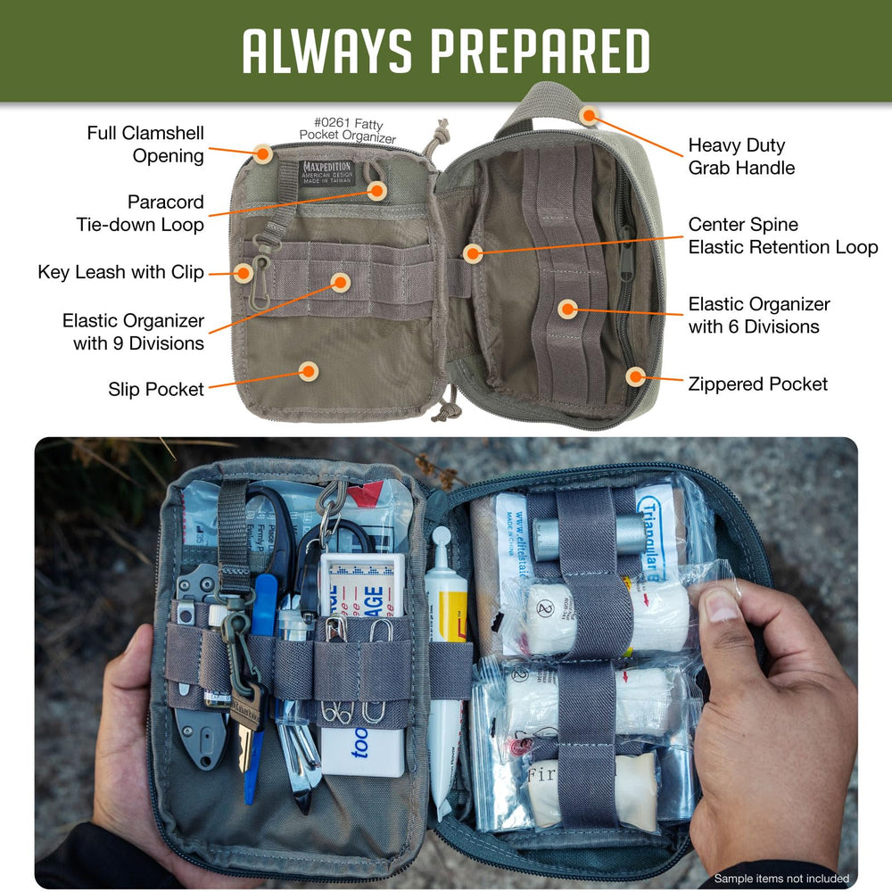 Maxpedition Medium Fatty 2012 elastic organizer with six divisions for small parts