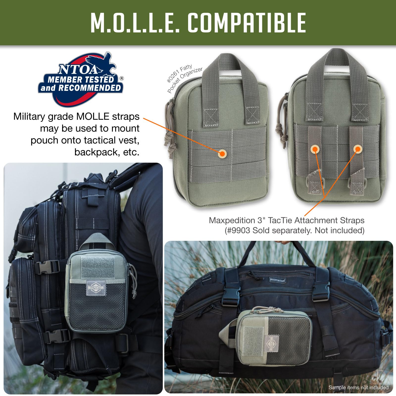 Maxpedition Medium Fatty 2012 mesh pocket with hook-and-loop closure for organization
