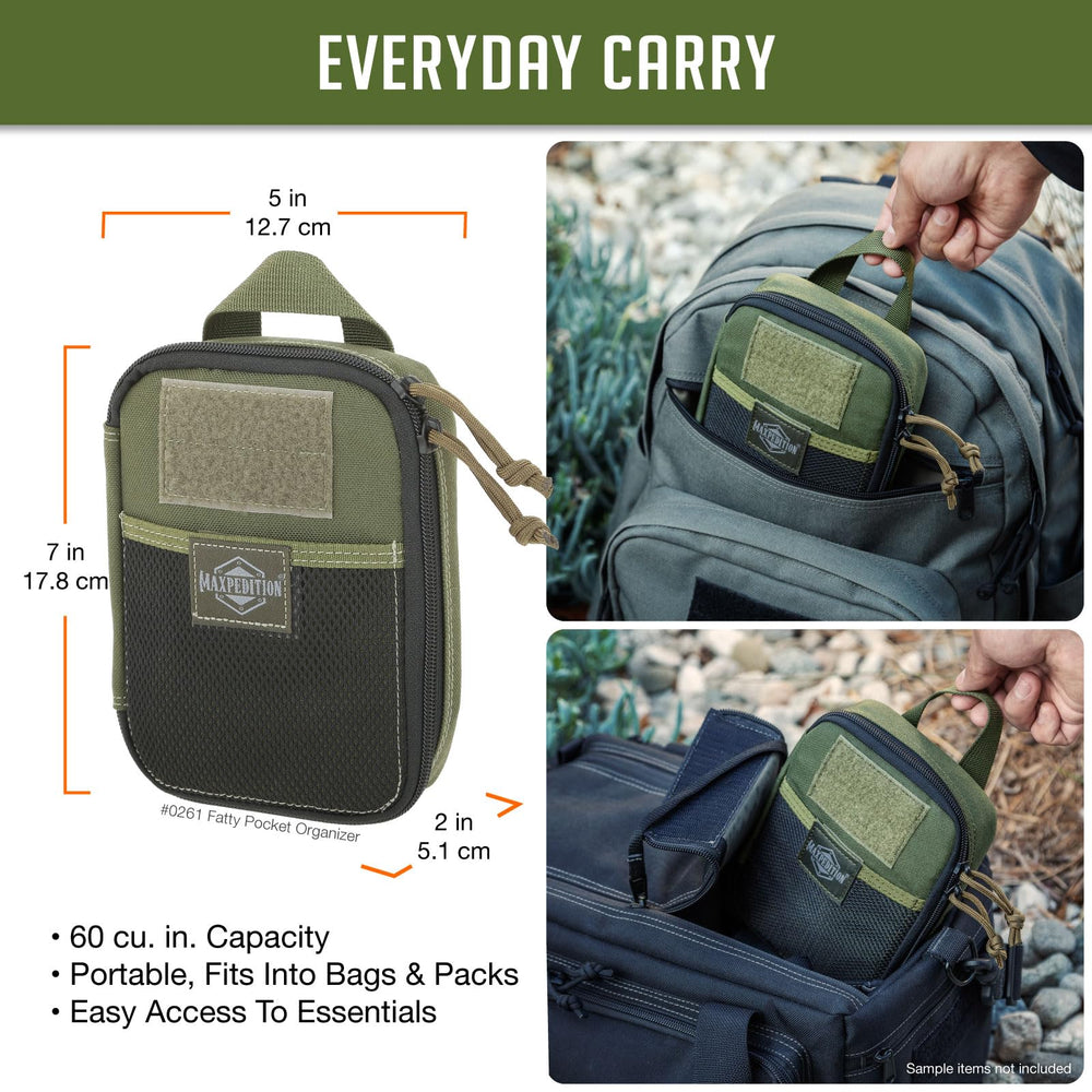 Maxpedition Medium Fatty OD Green inside left slip pocket keeps keys organized.
