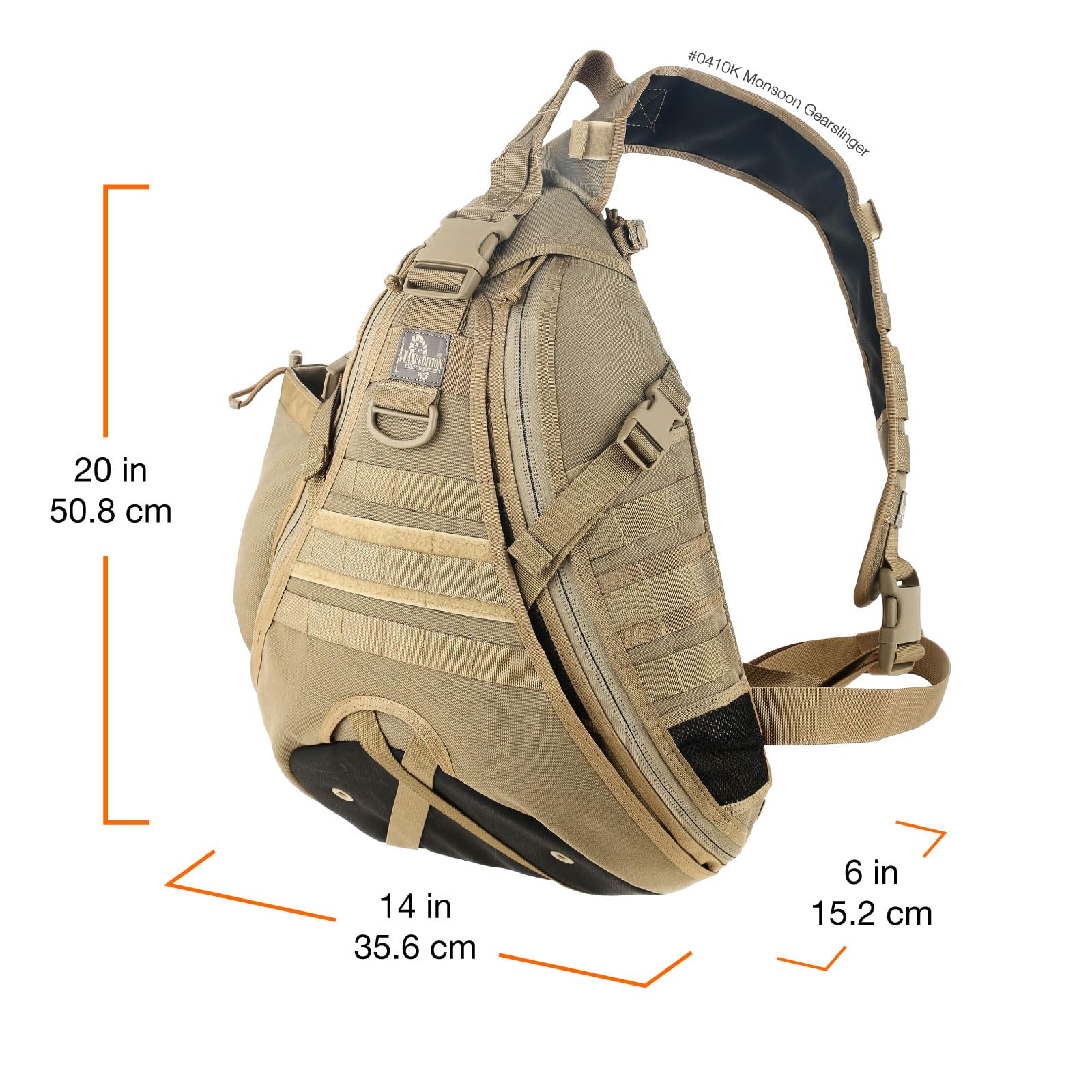 Maxpedition Monsoon Gearslinger side pocket holding a 32 oz bottle