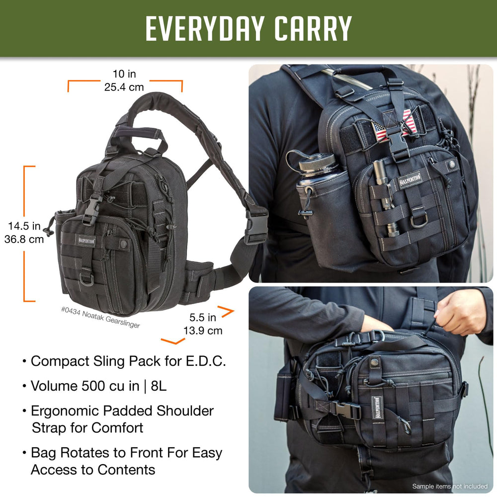 Maxpedition Noatak Gearslinger side view highlighting hydration sleeve compatibility