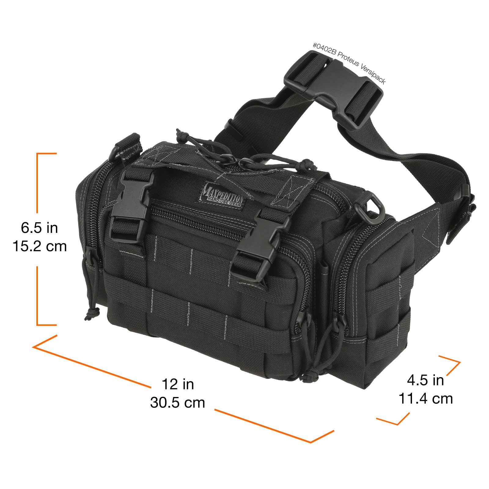 Maxpedition Proteus Versipack side pocket adds compact storage on the go