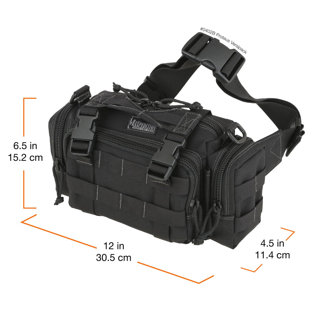 Maxpedition Proteus Versipack side pocket adds compact storage on the go