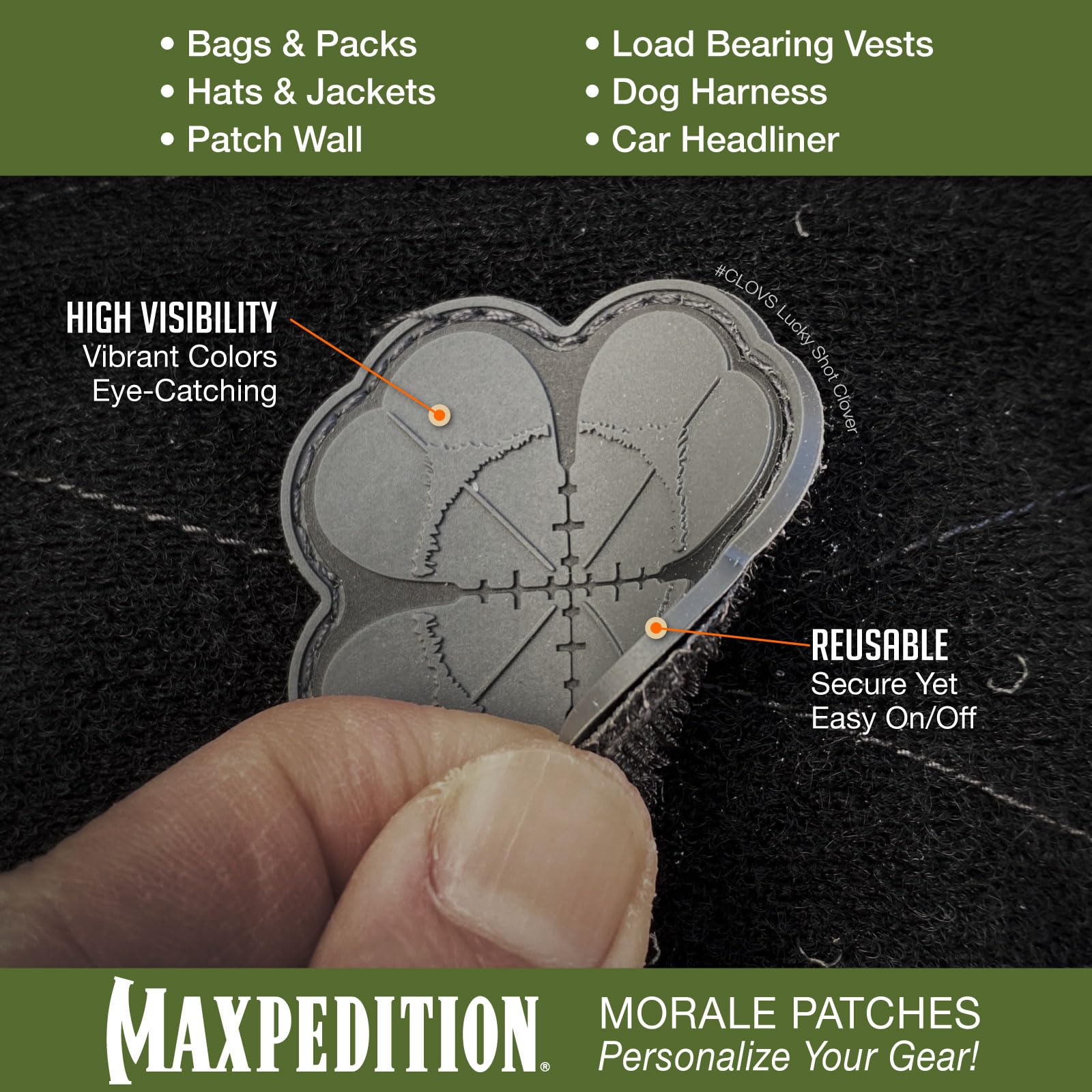 Close look at the PVC surface of Maxpedition morale patches