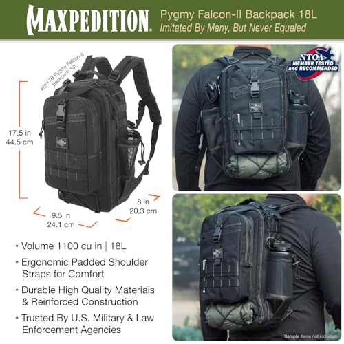 Maxpedition Pygmy Falcon-II black curved shoulder straps reduce burden