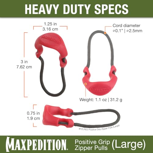 Red means medical: zipper pull marked for medical compartments