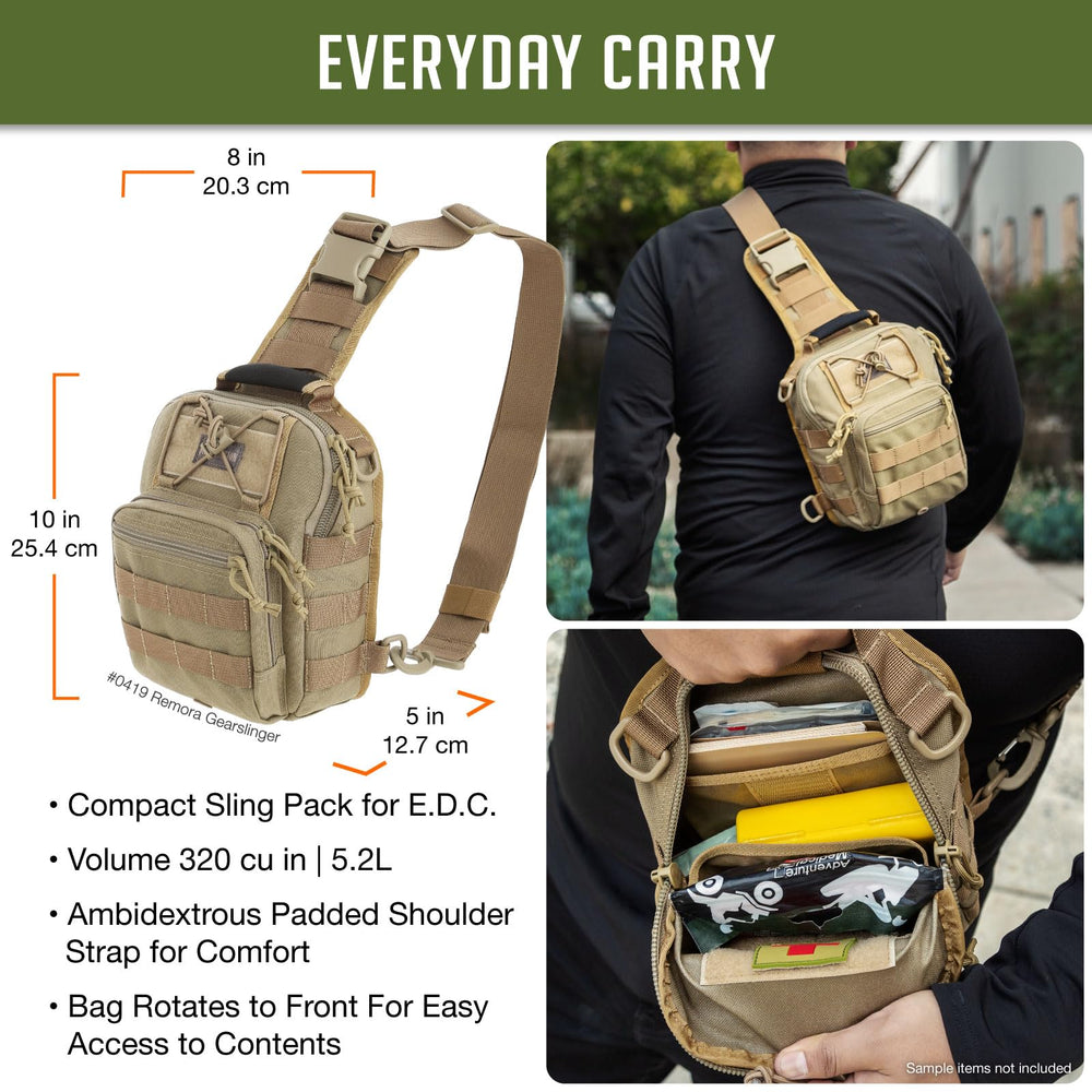 Maxpedition Remora Gearslinger front pocket detail for quick access.