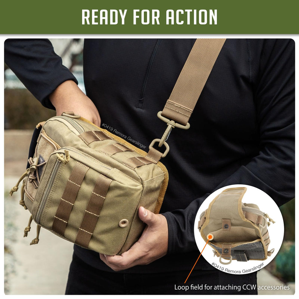 Maxpedition Remora Gearslinger PALS webbing for modular attachments.