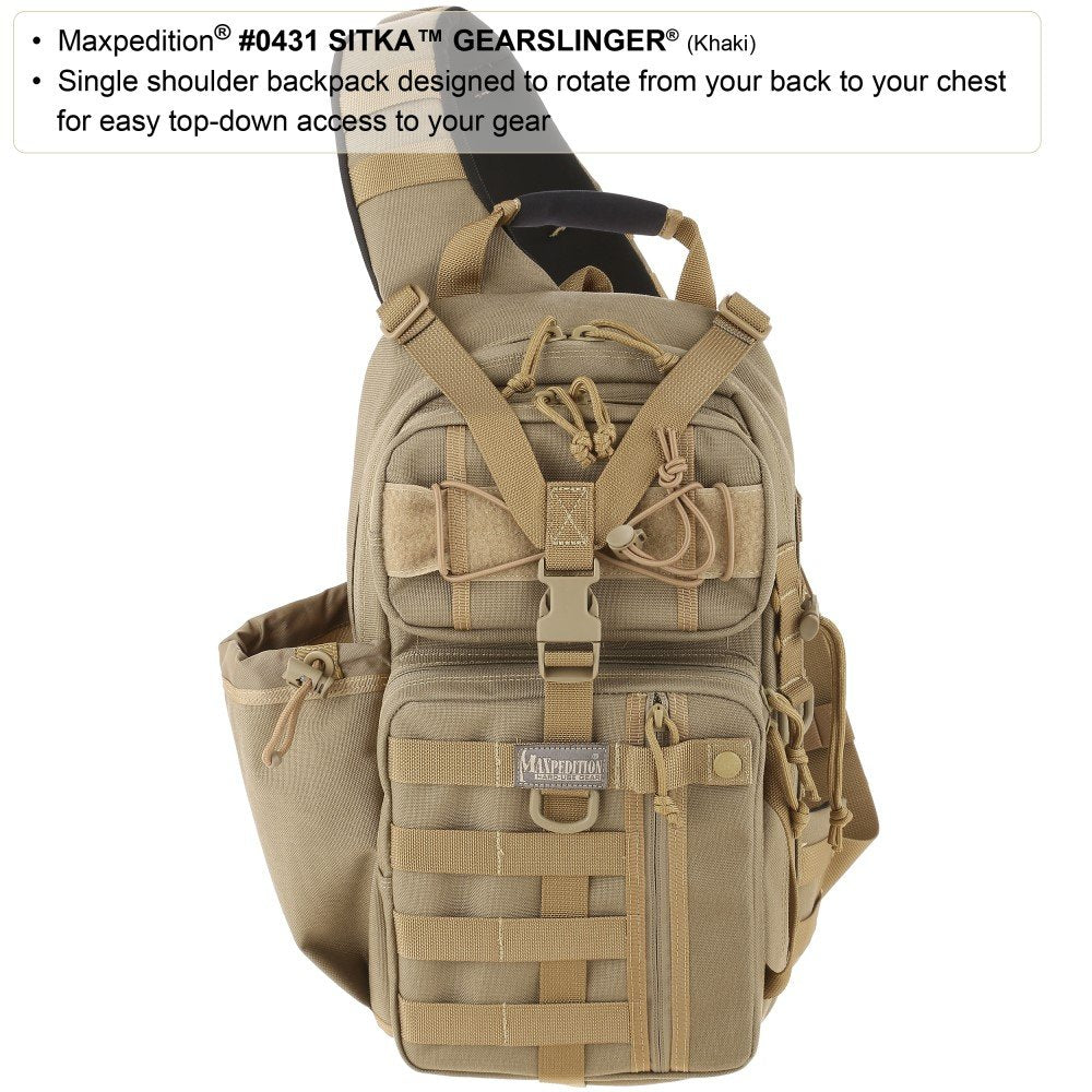 Maxpedition Sitka Gearslinger top front pocket with internal organizers for quick access.