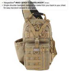 Maxpedition Sitka Gearslinger top front pocket with internal organizers for quick access.