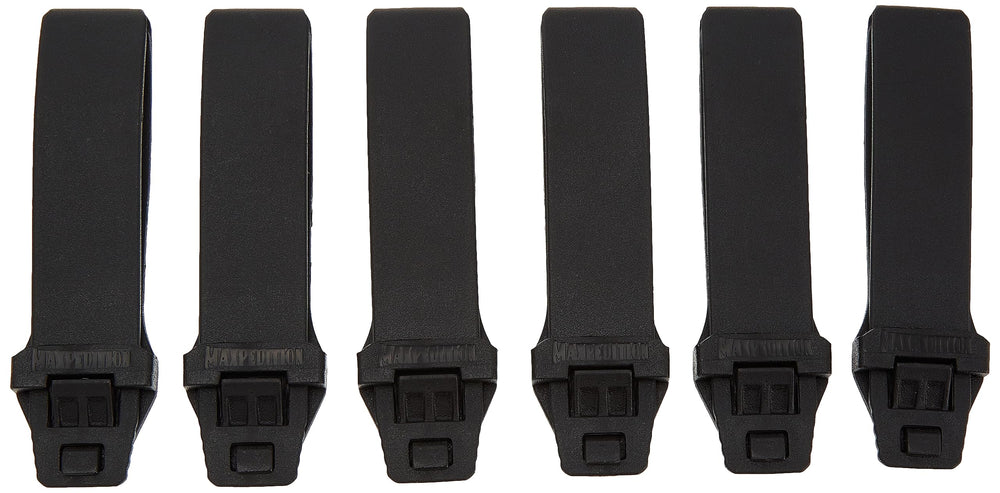 Maxpedition TacTie PJC3 polymer joining clip pack of six, black, product front view
