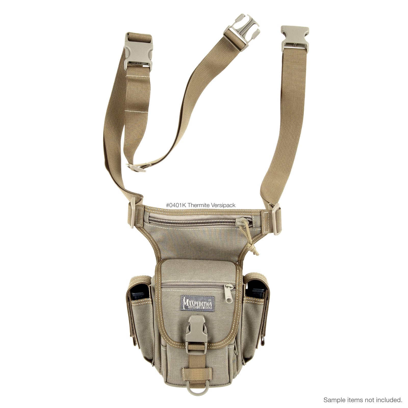 Maxpedition Thermite Versipack khaki finish blends with outdoor gear