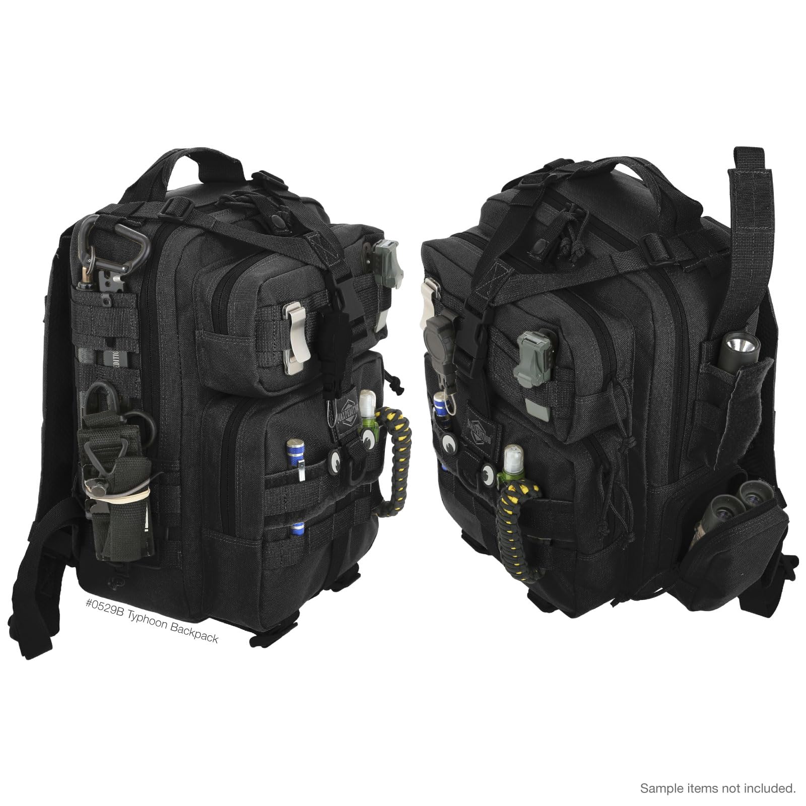 Maxpedition Typhoon reinforced drag handle for quick grabbing in transit.