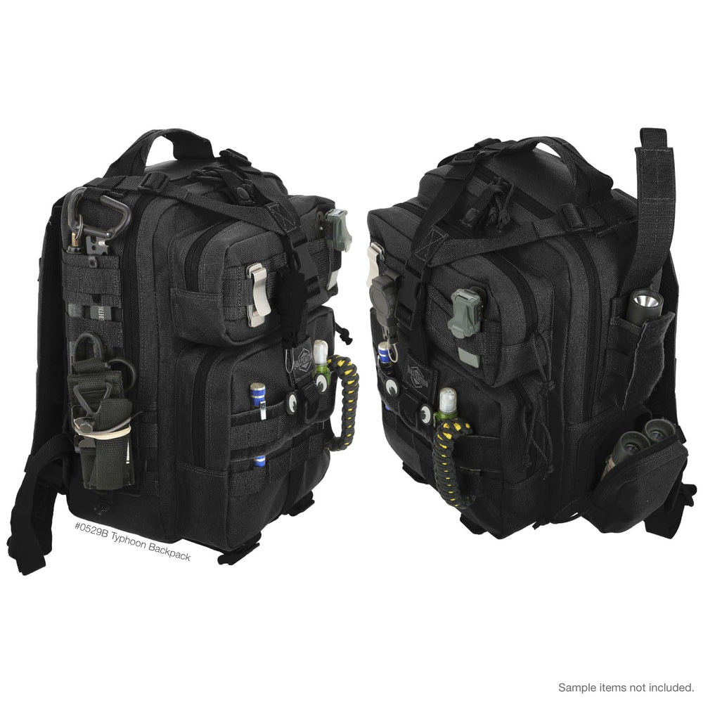 Maxpedition Typhoon reinforced drag handle for quick grabbing in transit.