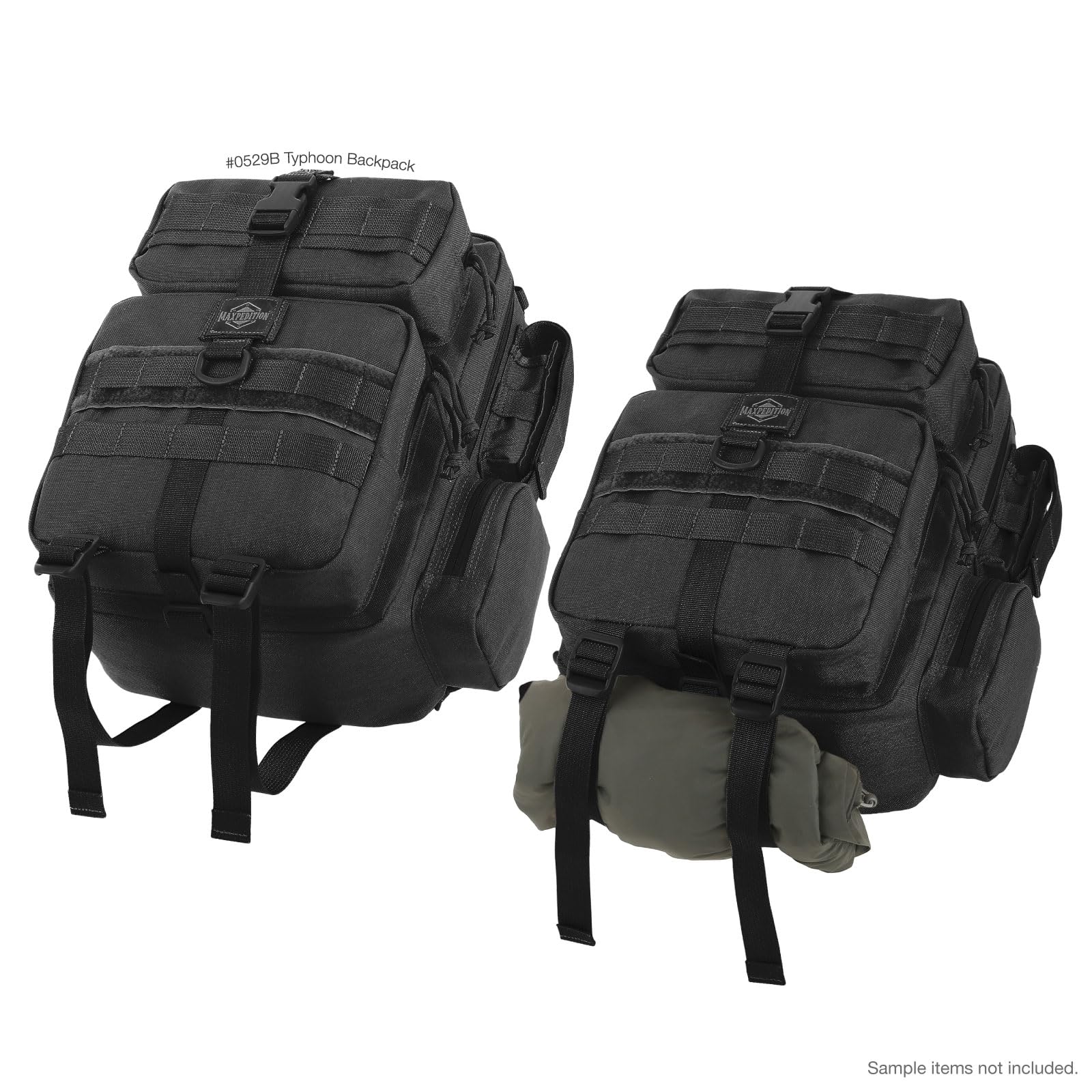 Maxpedition Typhoon dual shoulder straps with sternum strap for comfort.