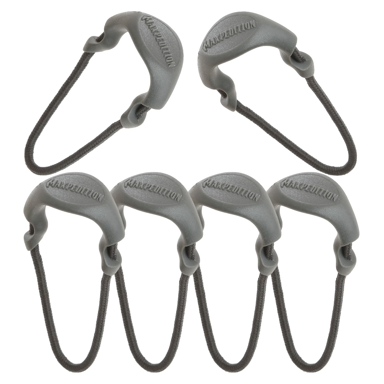 MAXPEDITION Positive Grip Zipper Pulls Large Gray 6-pack on display