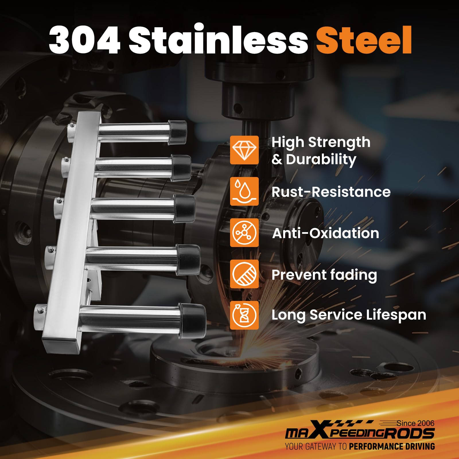maXpeedingrods compatible with rods up to 1.5 inches in diameter.