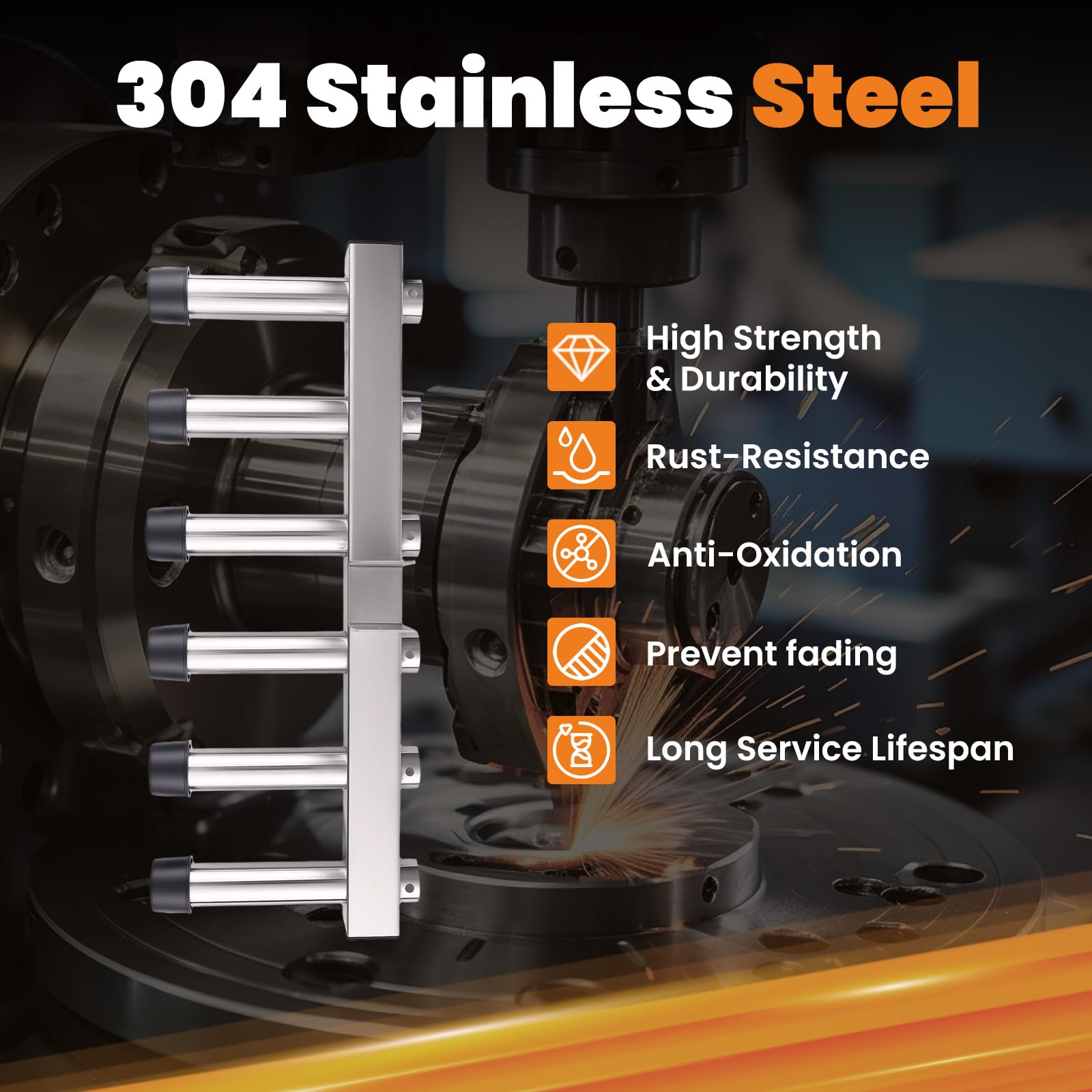 maXpeedingrods corrosion-resistant rail securely holds gear.