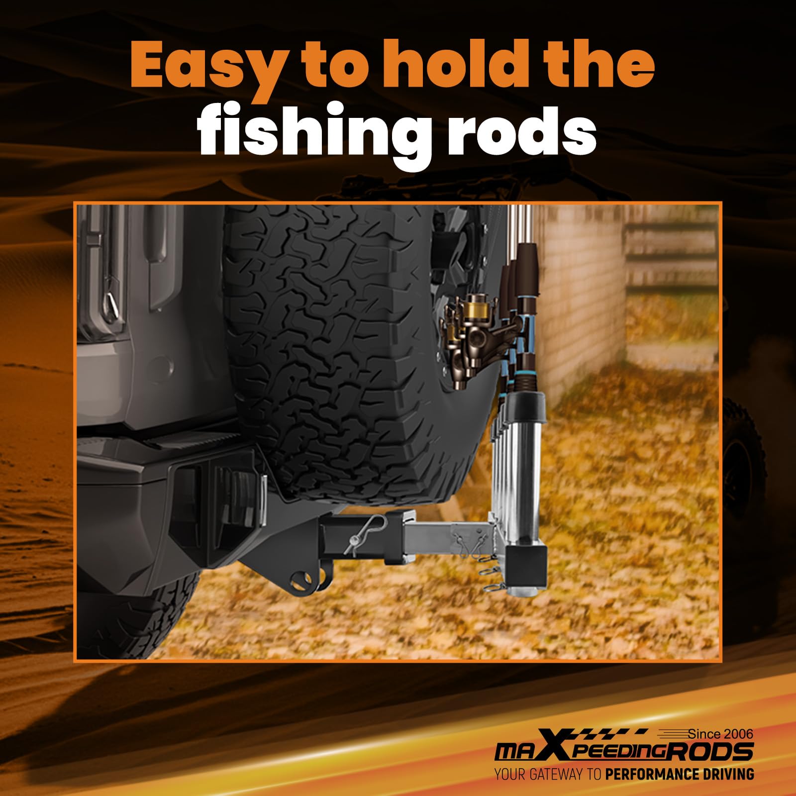 maXpeedingrods truck-ready rack holds multiple rods for on-the-go anglers.