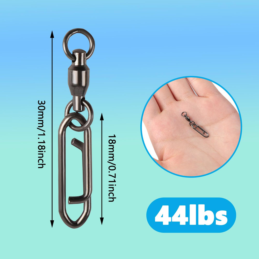 Close-up of stainless steel fishing speed clip with black nickel coating