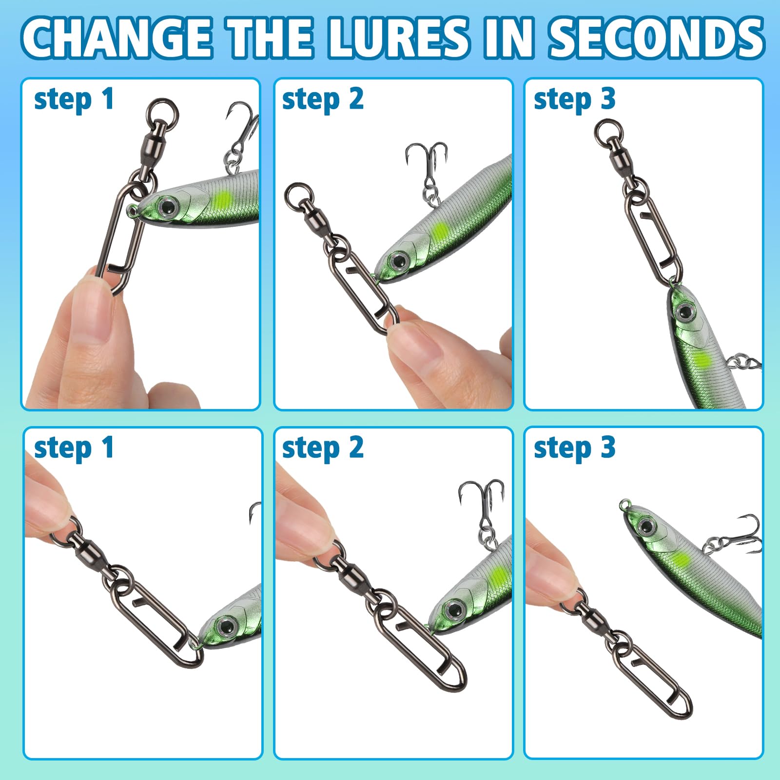 Clip showing quick-change feature for bait changes