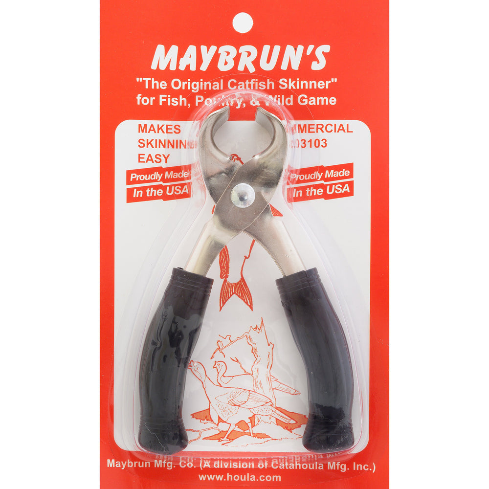 Close-up of Maybrun Catfish Skinner showing stainless steel spring and textured grip