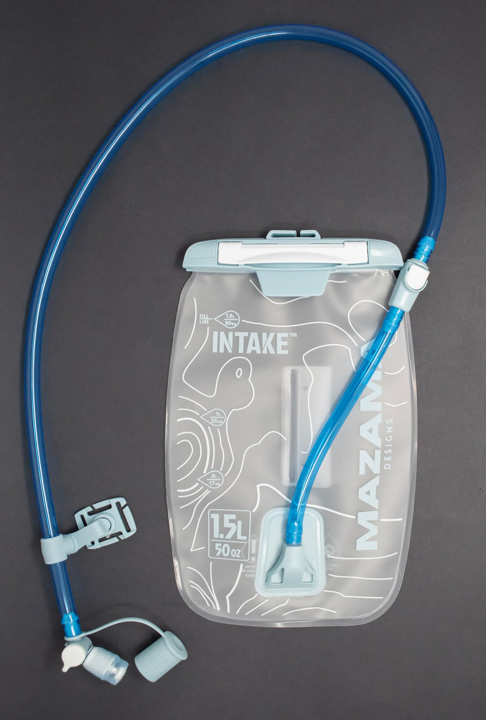 Mazama Intake NXT 1.5L cap and tube shown for secure closure and clean setup.