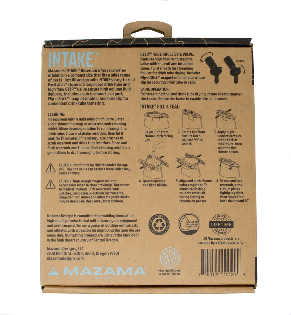 Mazama Intake NXT Flip-n-Stick magnet keeps bite valve within reach.
