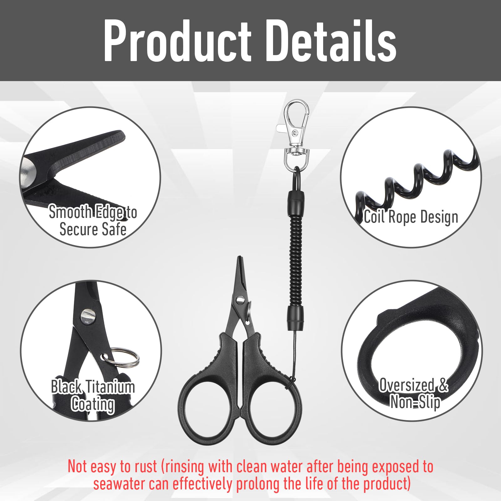 Retractable safety lanyard extended for quick access to scissors