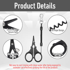 Retractable safety lanyard extended for quick access to scissors