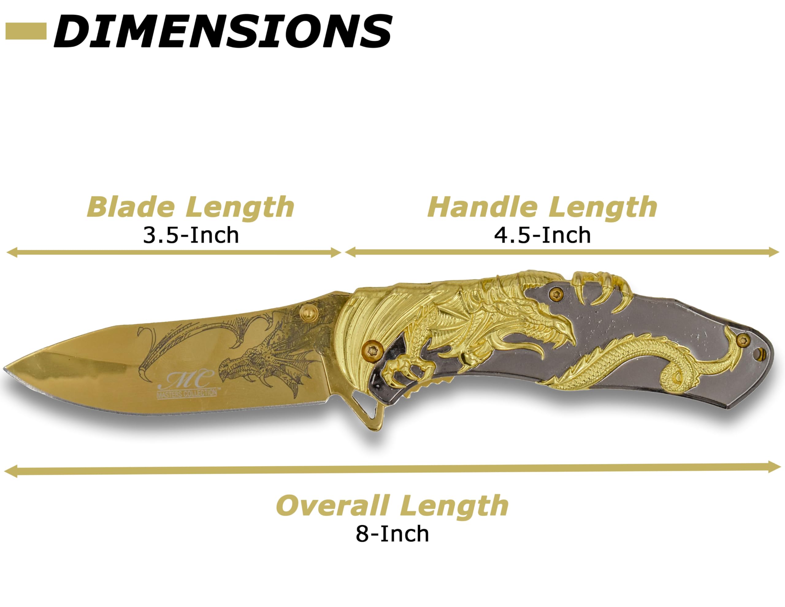 MC-A045 two-tone black and gold zinc alloy handle with sculpted dragon
