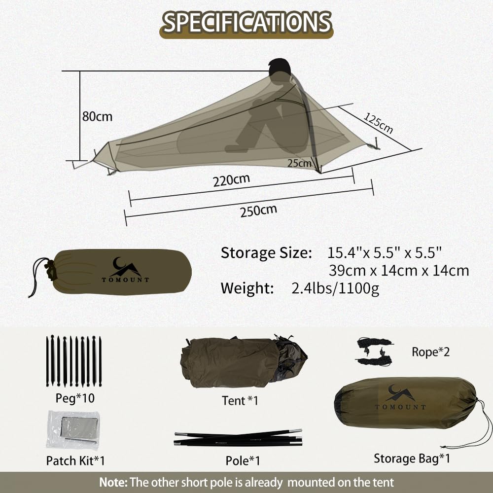 MC TOMOUNT bivy tent ultralight interior full mesh enhances breathability and stargazing vibes.
