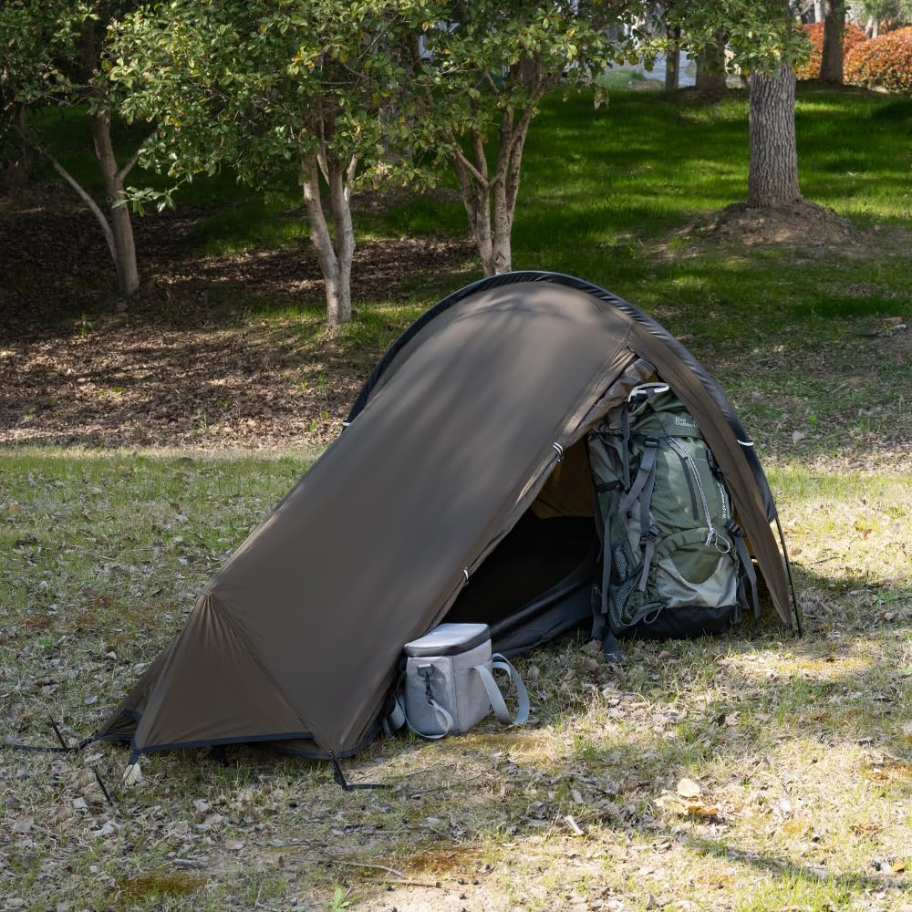 MC TOMOUNT bivy tent ultralight compact form folds neatly into small pack.