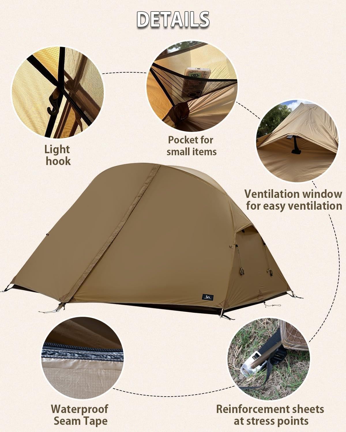 MC TOMOUNT inner tent design prevents condensation drips for comfortable nights.