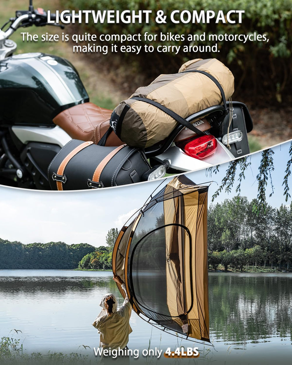 MC TOMOUNT two-person tent interior with generous headroom for meals and conversations.