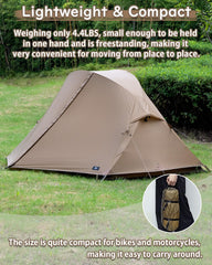 MC TOMOUNT two-person tent interior with generous headroom for meals and conversations.