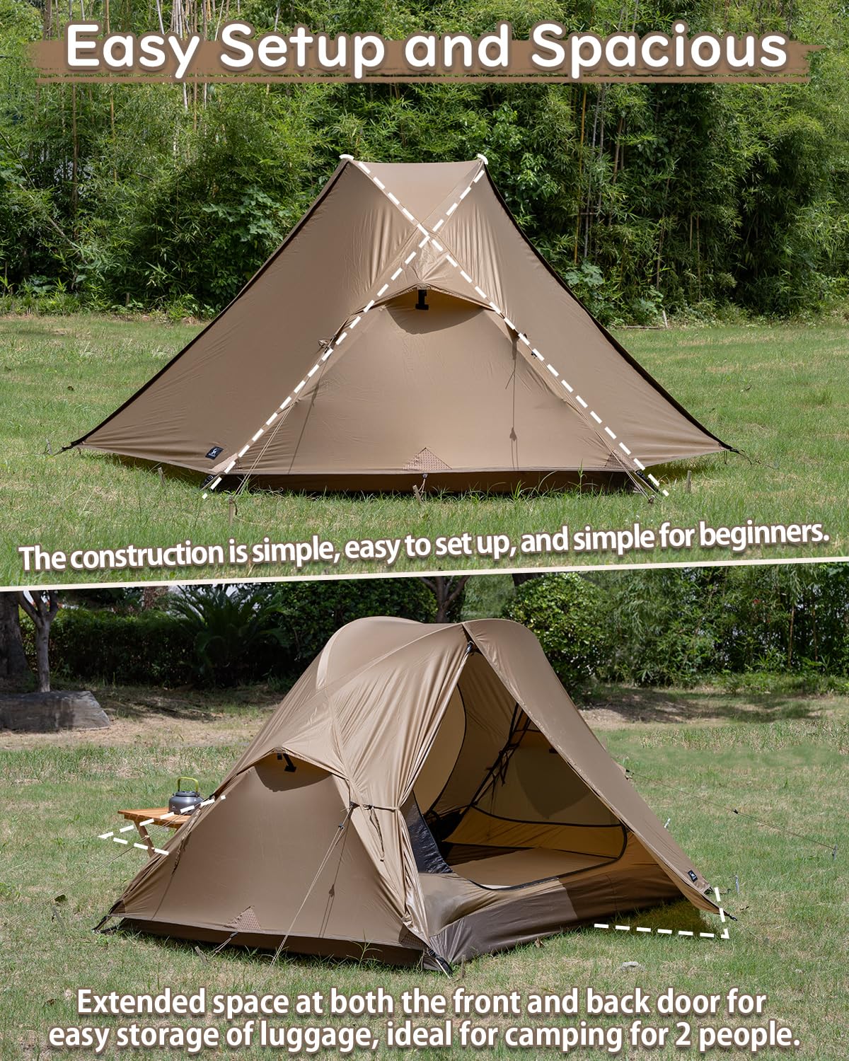 MC TOMOUNT tent features side windows and mesh for airflow and bug protection.