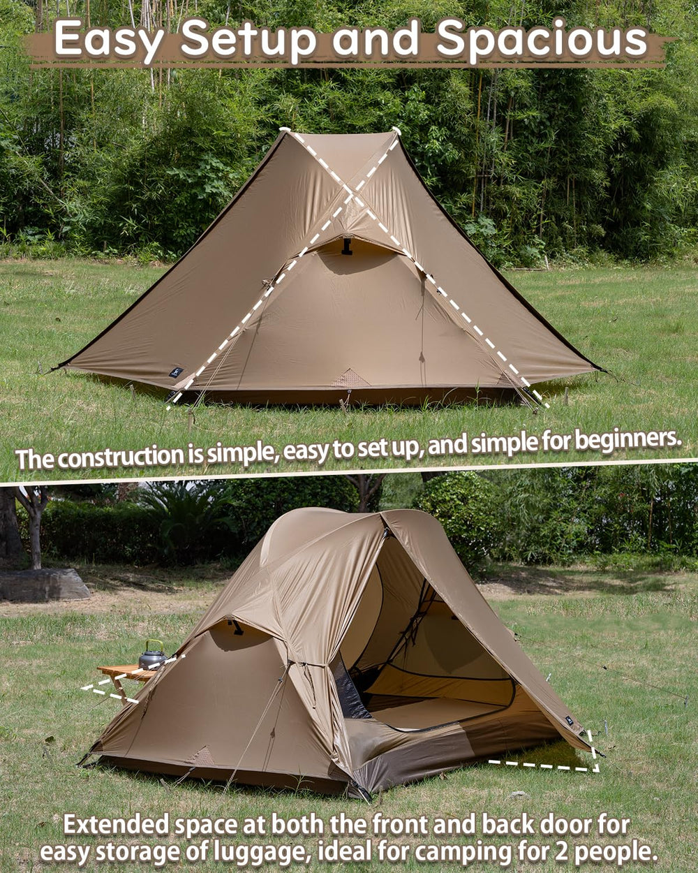 MC TOMOUNT tent features side windows and mesh for airflow and bug protection.